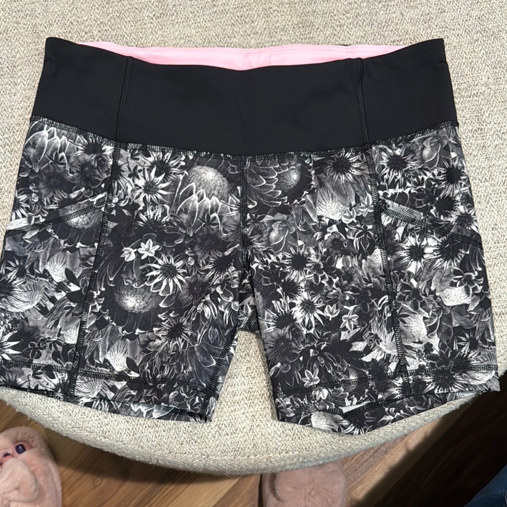Lululemon Athletica Black and Pink Bike Shorts
